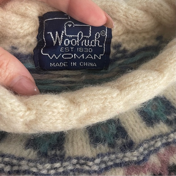 Woolrich Chunky Knit Fairisle Sweater Wool Vintage Small Cottagecore Grandma Ski - Picture 11 of 11